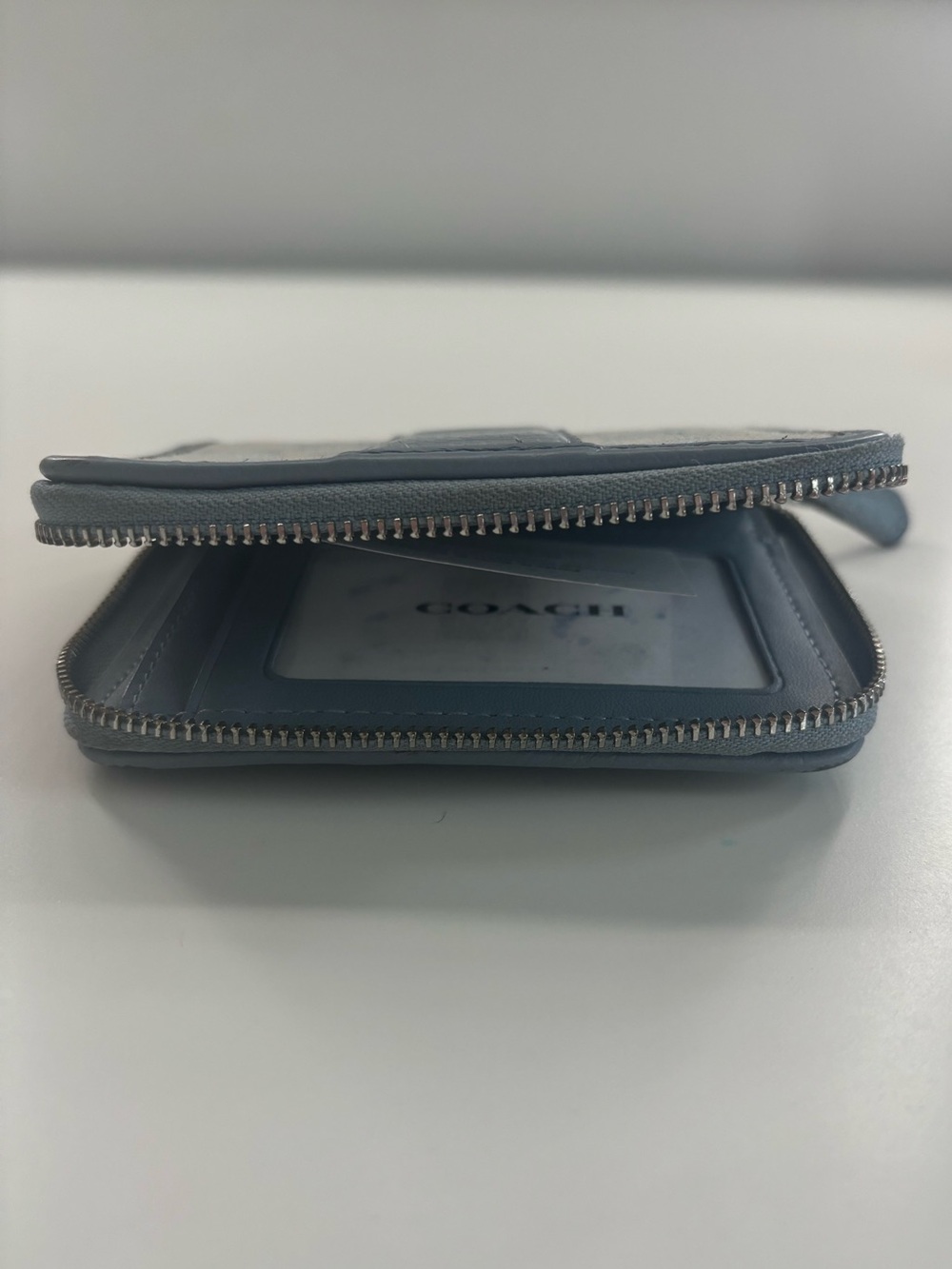Coach Signature Jacquard Zip Around Small Wallet Blue C8323 - Picture 8 of 8
